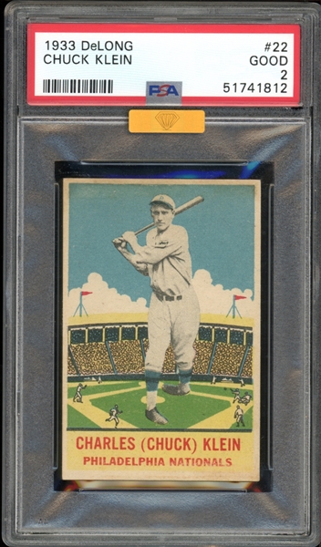 1933 DeLong #22 Chuck Klein PSA 2 GD MBA Gold