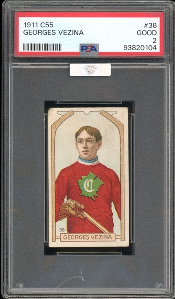 1911 C55 #38 Georges Vezina PSA 2 GD MBA Silver Diamond