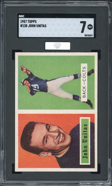 1957 Topps #138 John Unitas SGC 7 NM MBA Silver Diamond