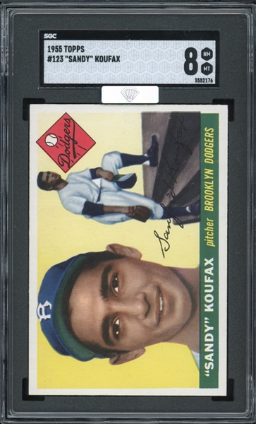 1955 Topps #123 Sandy Koufax SGC 8 NM-MT MBA Silver Diamond