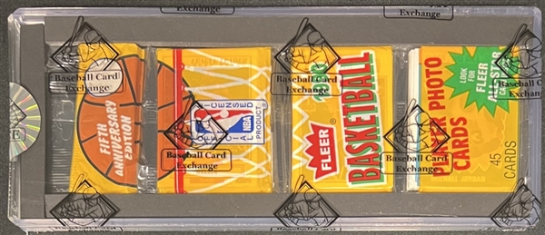 1990-91 Fleer Basketball Unopened Rack Pack With Multiple Jordans Showing BBCE Authenticated 