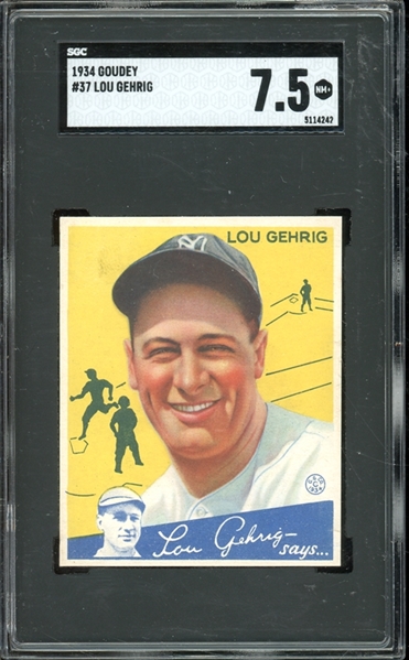 1934 Goudey #37 Lou Gehrig SGC 7.5 NM+