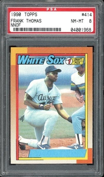 1990 Topps #414 Frank Thomas No Name On Front PSA 8 NM-MT