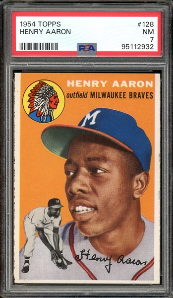 1954 Topps #128 Hank Aaron PSA 7 NM