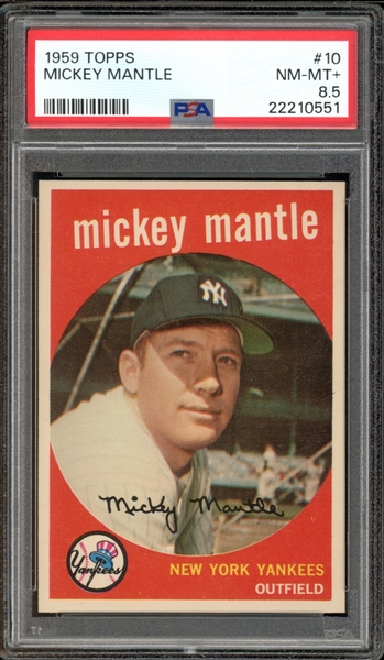 1959 Topps #10 Mickey Mantle PSA 8.5 NM-MT+