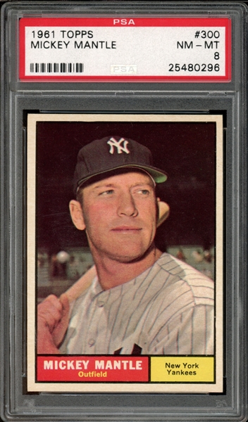 1961 Topps #300 Mickey Mantle PSA 8 NM-MT