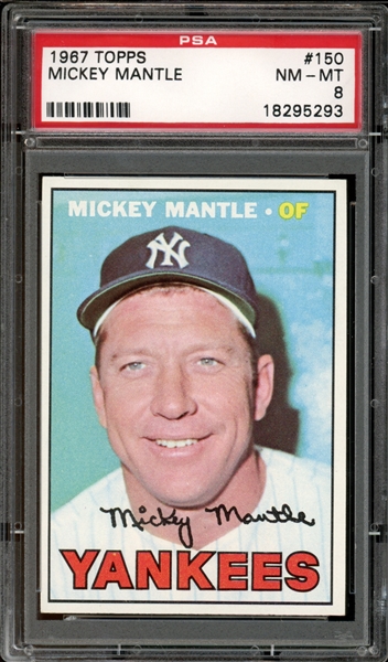 1967 Topps #150 Mickey Mantle PSA 8 NM-MT