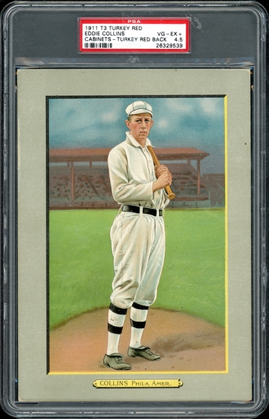 1911 T3 Turkey Red Cabinets - Turkey Red Back Eddie Collins PSA 4.5 VG-EX+