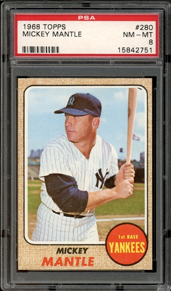 1968 Topps #280 Mickey Mantle PSA 8 NM-MT