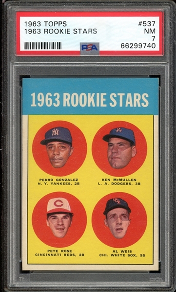 1963 Topps #537 Rookie Stars (Pete Rose) PSA 7 NM