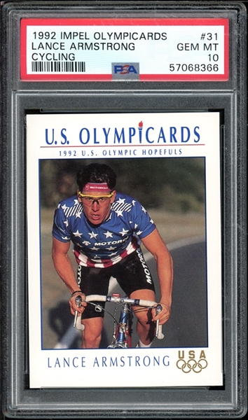 1992 Impel Olympicards #31 Lance Armstrong Cycling PSA 10 GEM MINT