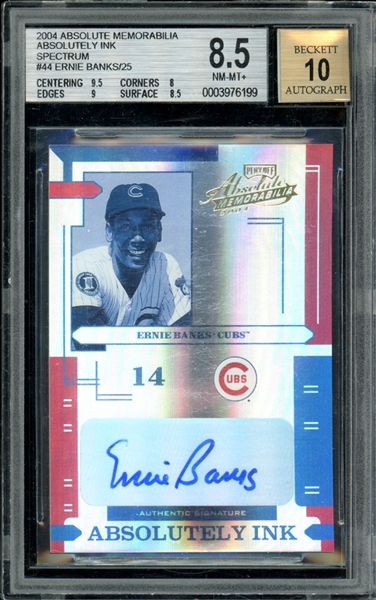 2004 Absolute Memorabilia Absolutely Ink Spectrum #44 Ernie Banks (13/25) BVG 8.5 NM-MT+ AUTO 10