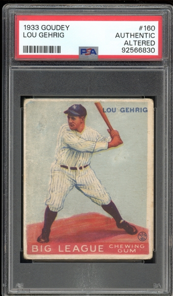 1933 Goudey #160 Lou Gehrig PSA Authentic Altered