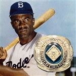 1955 Brooklyn Dodger World Championship (Salesman Sample) Ring For Jackie Robinson With An LOA From His Wife Rachel Robinson Attesting To His Wearing Of The Ring And A Real Diamond 