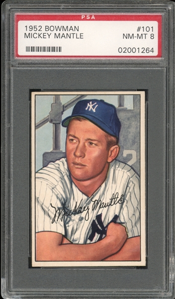 1952 Bowman #101 Mickey Mantle PSA 8 NM-MT