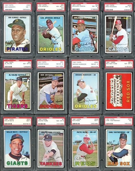 1967 Topps Exceptionally High Grade Near Complete Master Set (556/609) With Many Variations Completely Graded Nearly All PSA, 615 Cards Total