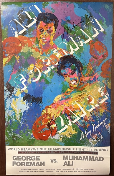 Muhammad Ali vs. George Foreman LeRoy Neiman Poster Signed By Ali & Neiman With Auction House LOA