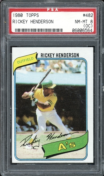 1980 Topps #482 Rickey Henderson PSA 8 NM-MT (OC)