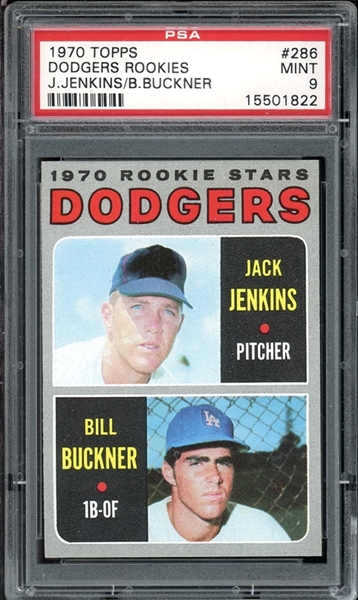 1970 Topps #286 Dodgers Rookies (J.Jenkins/B.Buckner) PSA 9 MINT