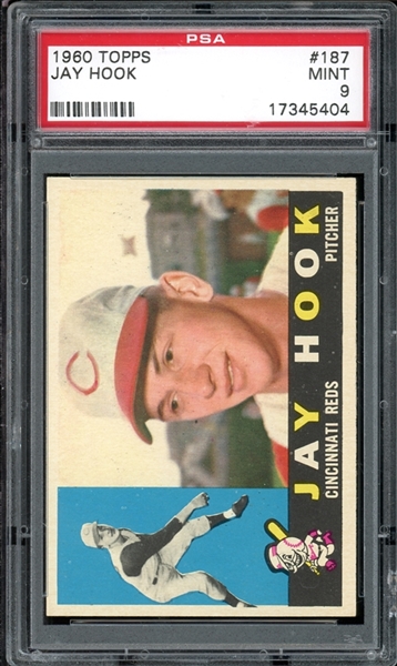 1960 Topps #187 Jay Hook PSA 9 MINT