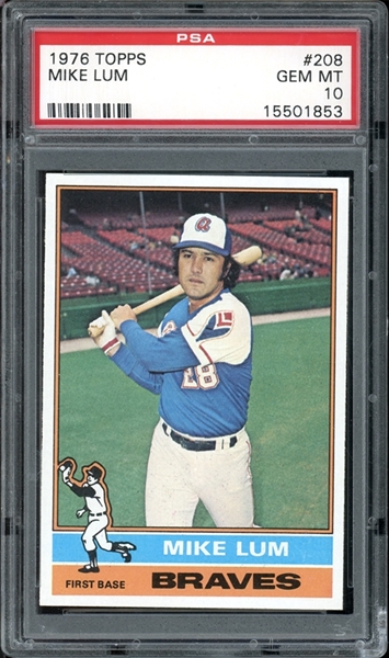 1976 Topps #208 Mike Lum PSA 10 GEM MINT