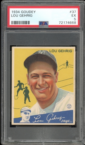 1934 Goudey #37 Lou Gehrig PSA 5 EX (PWCC-E)