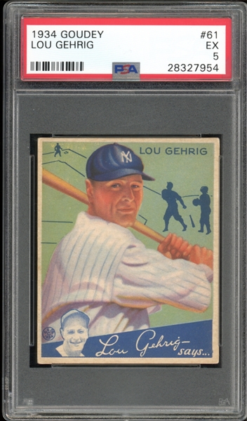 1934 Goudey #61 Lou Gehrig PSA 5 EX