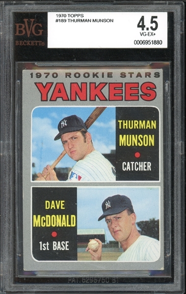 1970 Topps #189 Thurman Munson BVG 4.5 VG-EX+