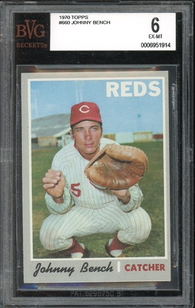 1970 Topps #660 Johnny Bench BVG 6 EX-MT