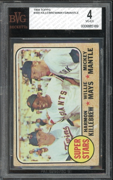 1968 Topps #490 Superstars Killebrew/May/Mantle BVG 4 VG-EX