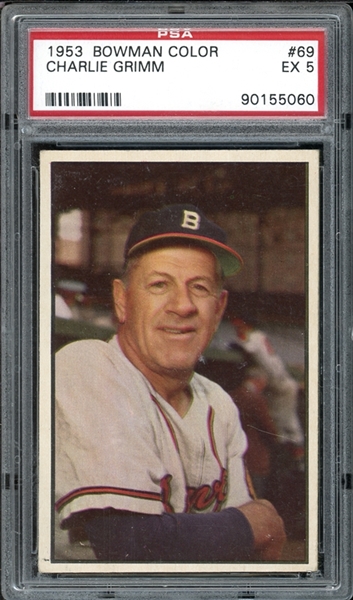 1953 Bowman Color #69 Charlie Grimm PSA 5 EX