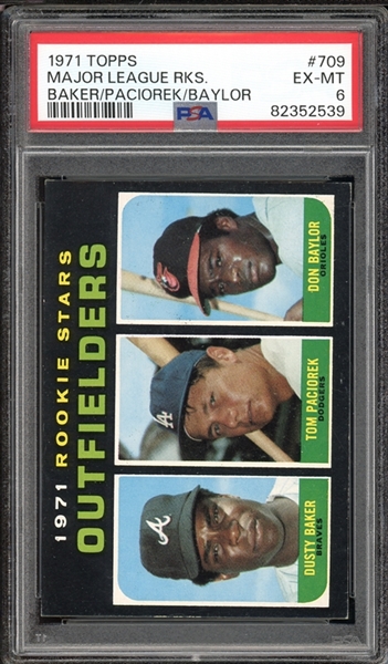 1971 Topps #709 Major League Rookies Baker/Paciorek/Baylor PSA 6 EX-MT