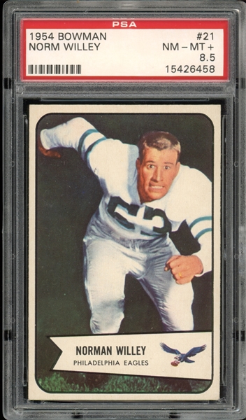 1954 Bowman #21 Norm Willey PSA 8.5 NM-MT+