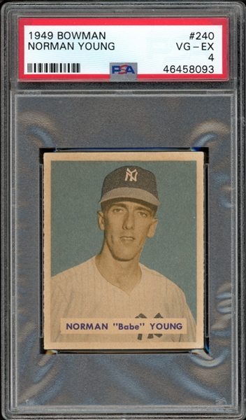 1949 Bowman #240 Norman Young PSA 4 VG-EX