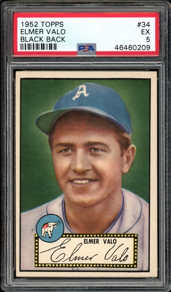 1952 Topps Black Back #34 Elmer Valo PSA 5 EX