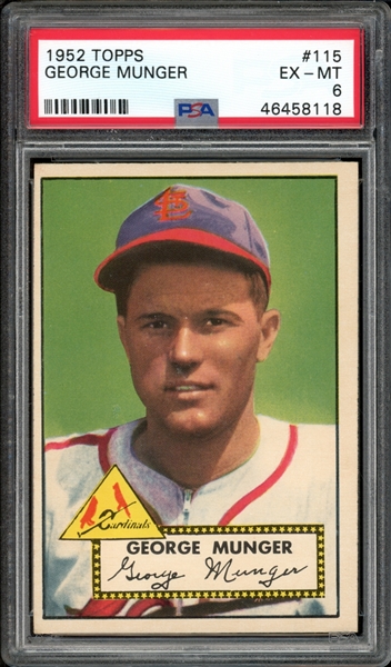 1952 Topps #115 George Munger PSA 6 EX-MT