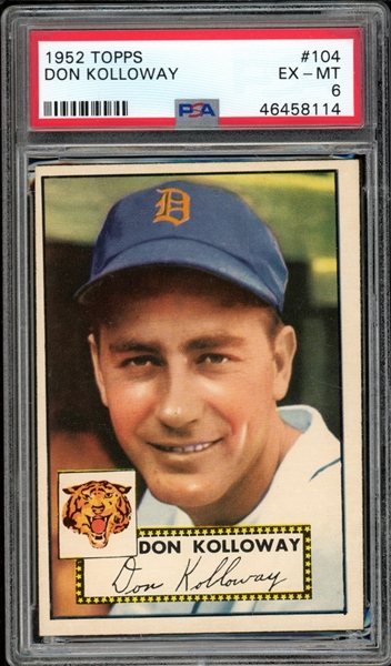 1952 Topps #104 Don Kolloway PSA 6 EX-MT