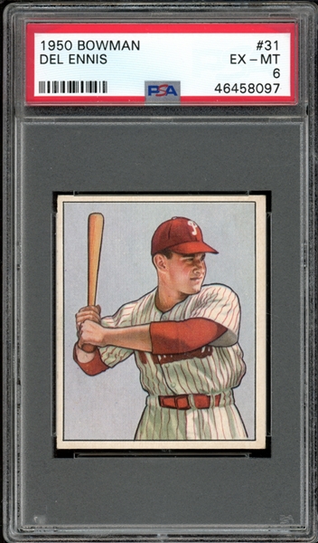 1950 Bowman #31 Del Ennis PSA 6 EX-MT