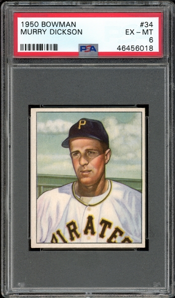 1950 Bowman #34 Murray Dickson PSA 6 EX-MT