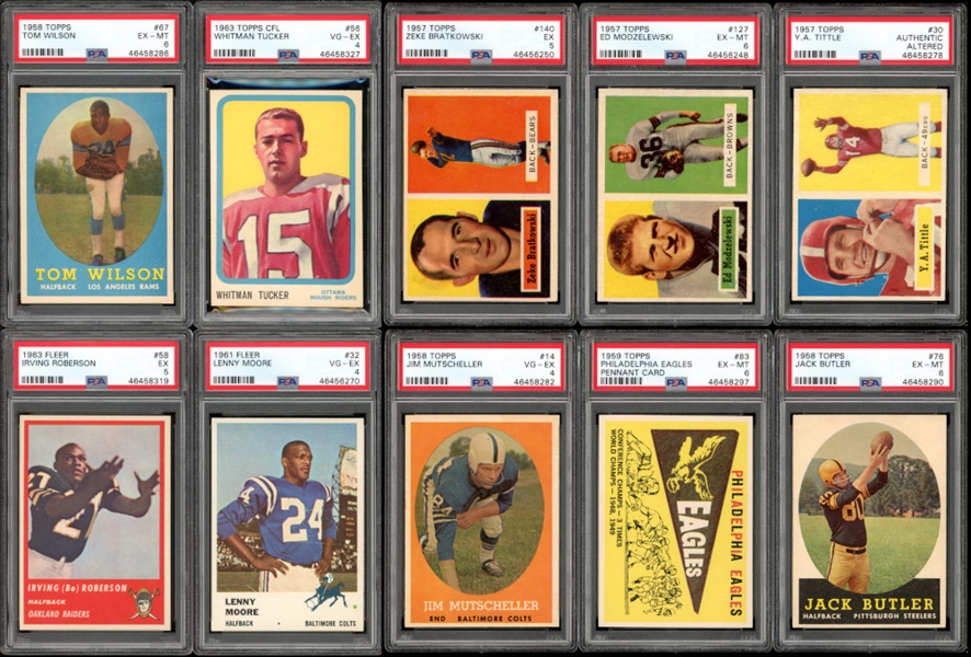 1950s-60s Topps/Fleer Lot Of Ten (10) Graded Football Cards 