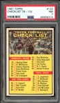 1961 Topps #122 Checklist 78-132 PSA 7 NM