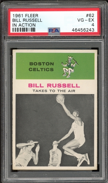 1961 Fleer #62 Bill Russell In Action PSA 4 VG-EX