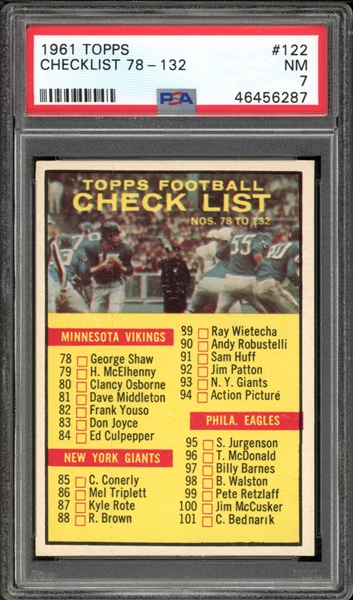 1961 Topps #122 Checklist 78-122 PSA 7 NM