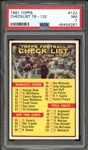 1961 Topps #122 Checklist 78-122 PSA 7 NM