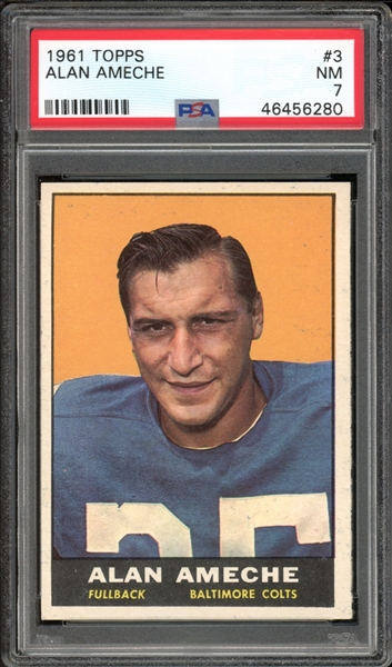 1961 Topps #3 Alan Ameche PSA 7 NM