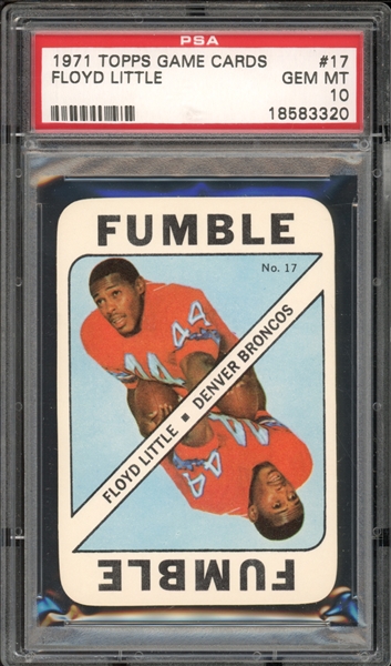 1971 Topps Game Cards #17 Floyd Little The One and Only PSA 10 GEM MINT