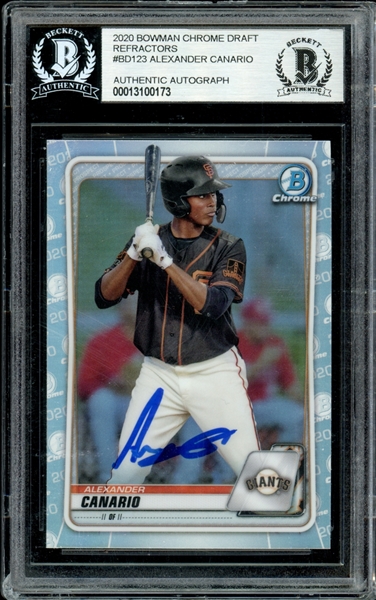 2020 Bowman Chrome Draft Refractors #BD123 Alexander Canario BGS Authentic AUTO