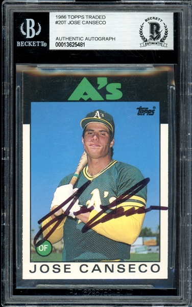 1986 Topps Traded #20T Jose Canseco BGS Authentic Auto