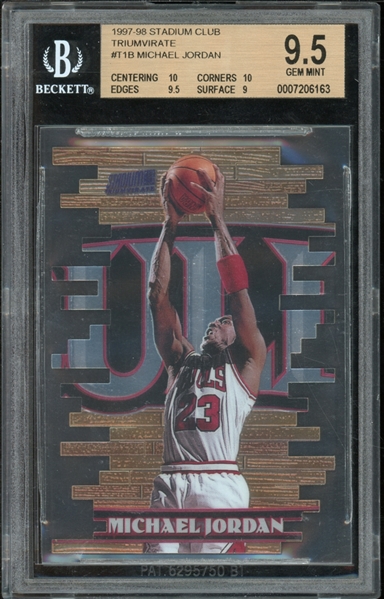 1997-98 Stadium Club Triumvirate #T1B Michael Jordan BGS 9.5 GEM MINT