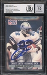 1991 Pro Set #485 Emmitt Smith Beckett Authentic Autograph Auto 10